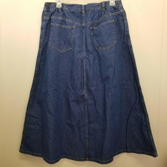 Roamans 14W Long Modest Church A Line Denim Blue - Picture 2 of 3
